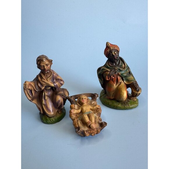 C1950 Vintage 9 Piece Composit Nativity Set Hand Crafted Italy Early Fontanini - Picture 3 of 12
